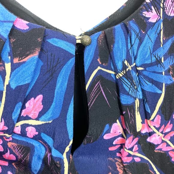Anthropologie Maeve Womens Elia Dress Open Shoulder Floral Print Blue Pink 6 - Picture 9 of 15
